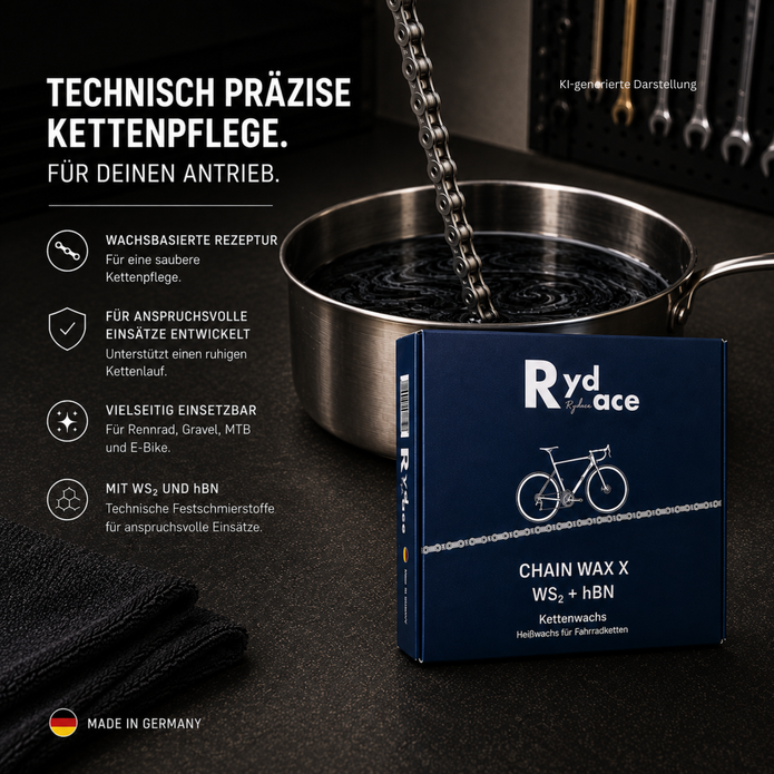Rydace Chainwax X Heißwachs WS₂ + hBN für Fahrradketten